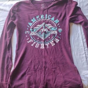 American Fighter Long Sleeve Tee - Maroon and Teal